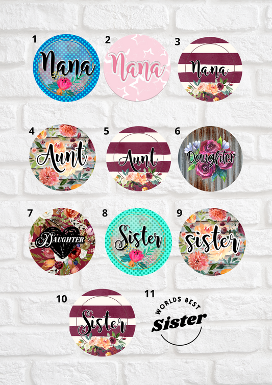 Car Coaster Set - Nana, Aunt, Sister