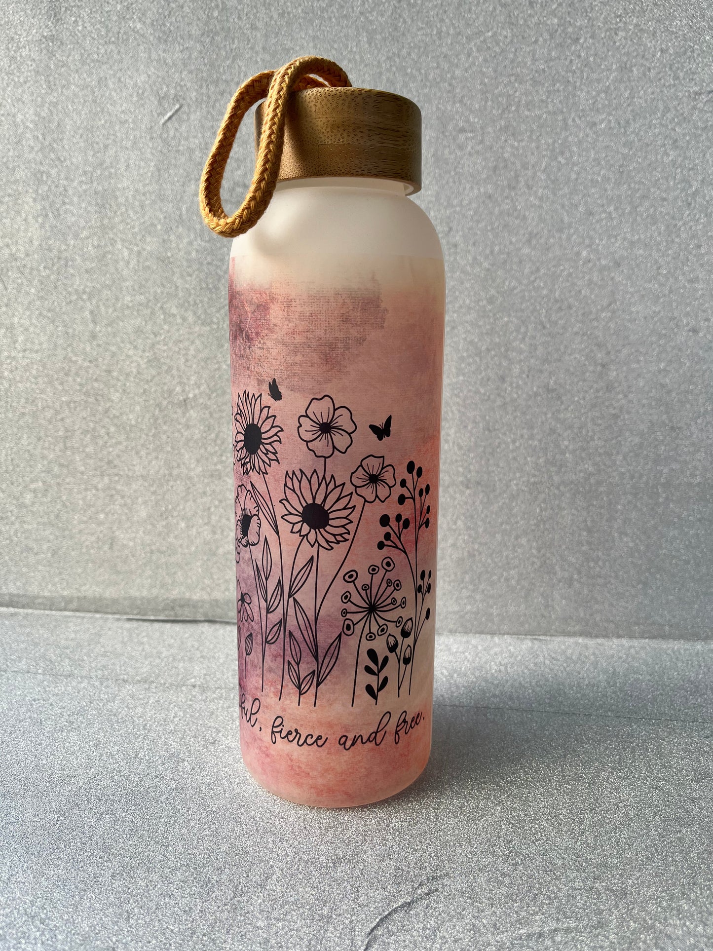 17 oz Glass Water Bottle - Wildflower