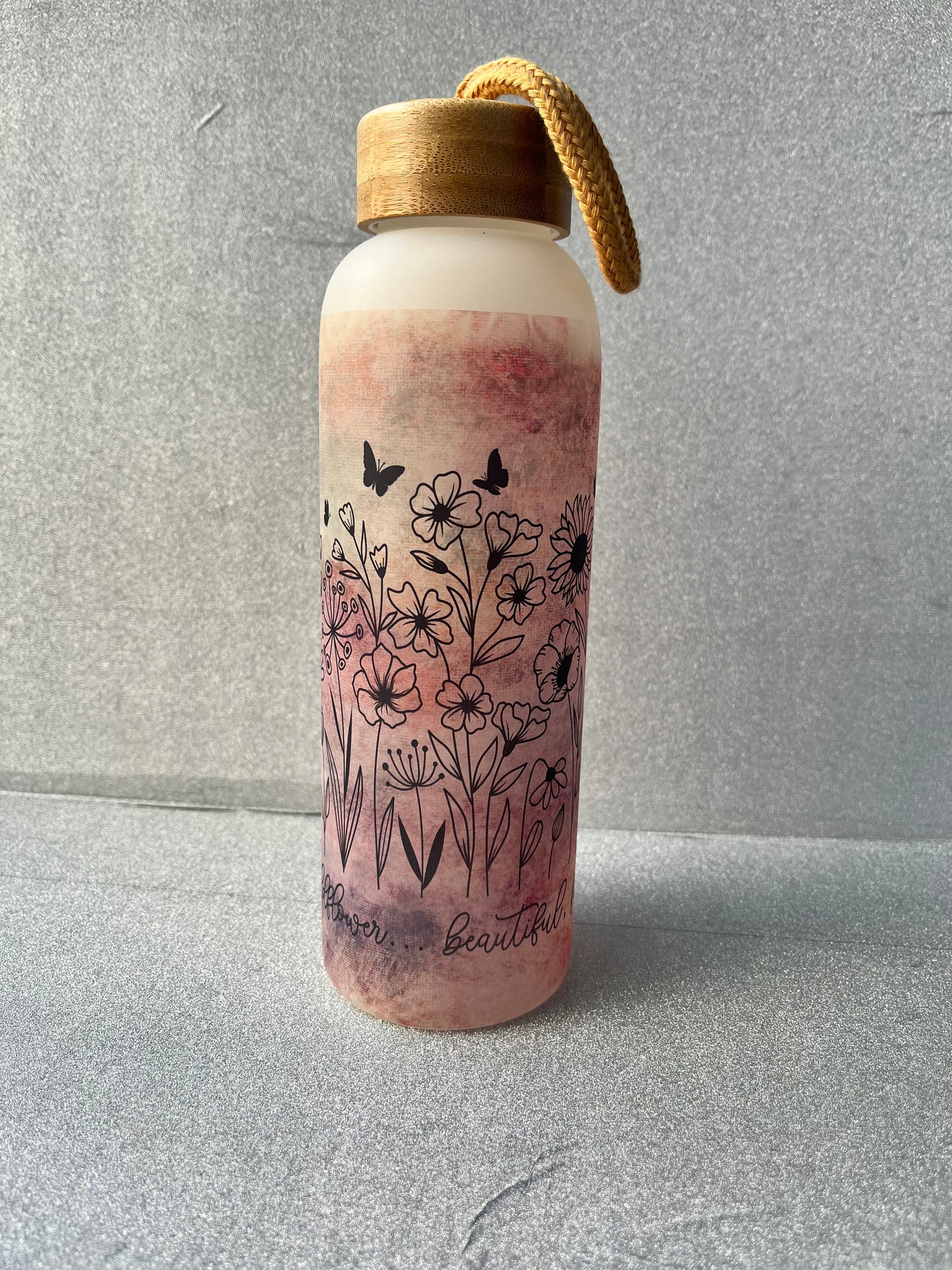 17 oz Glass Water Bottle - Wildflower