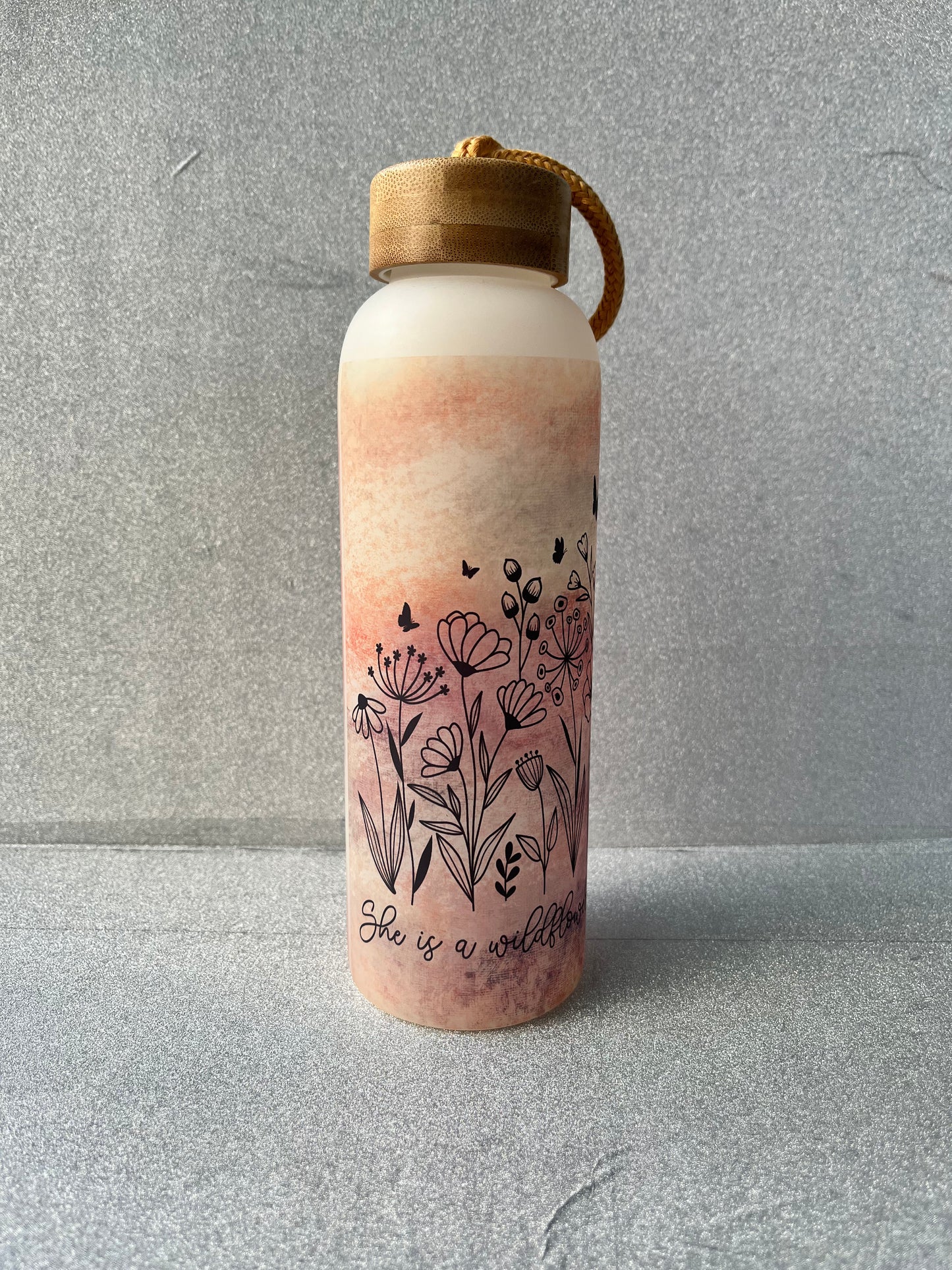 17 oz Glass Water Bottle - Wildflower